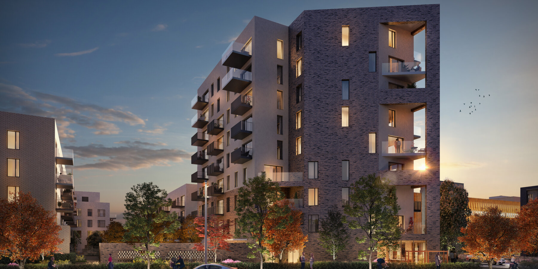 The Crossings Adamstown Block G in construction by Elliott Group. CGI image from Henry J Lyons