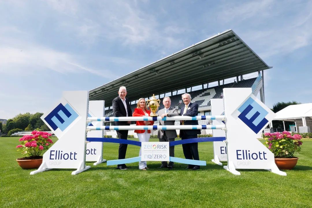 Dublin Horse Show main arena with Elliott Group trophy presentation